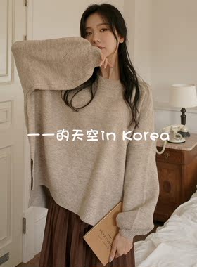 oversize针织衫韩国代购2025新款秋冬女装宽松大版简约风纯色毛衣