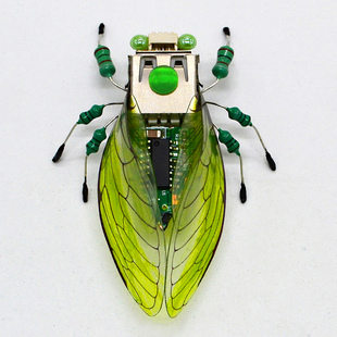 电子蝉仿生机械昆虫立体金属拼装玩具减压手工DIY组装桌面摆件
