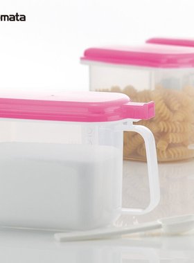 日本进口INOMATA厨房盐味精调料罐塑料调味品收纳盒翻盖带勺720ml