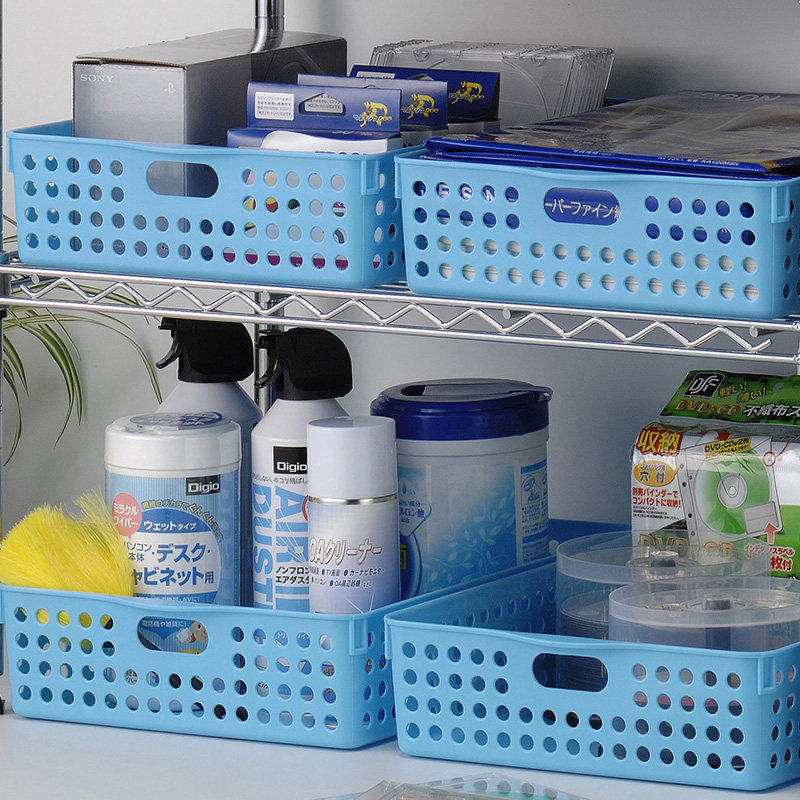 日本进口INOMATA塑料杂物收纳篮办公室桌面整理置物框A4纸收纳筐