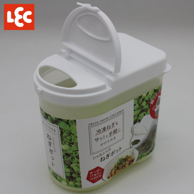 日本进口LEC葱花翻盖保鲜盒防潮冰箱葱姜蒜沥水收纳盒塑料食品盒