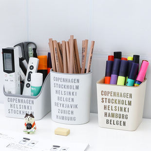 日本进口YAMADA多功能笔筒学生办公室桌面文具笔类收纳罐塑料笔桶