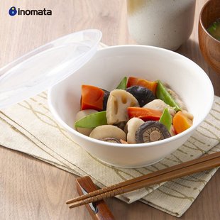 日本进口INOMATA食品级塑料碗带盖微波保鲜碗耐高温轻便饭碗家用