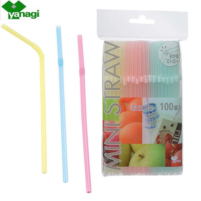 日本进口YANAGIP孕妇儿童吸管一次性彩色食品级塑料可弯曲吸管