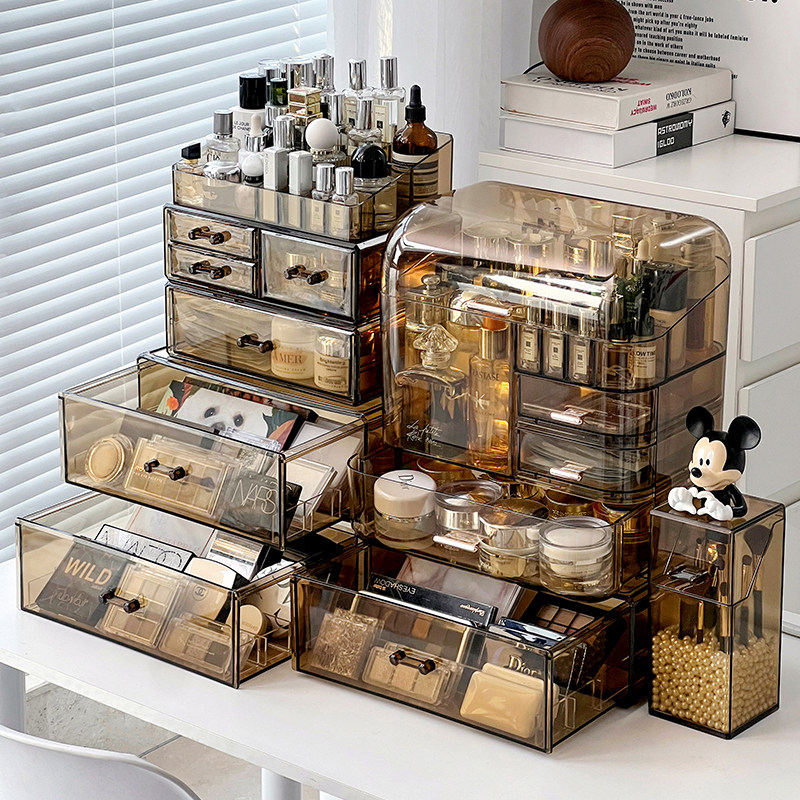 化妆品收纳盒桌面梳妆台防尘护肤品置物架亚克力透明抽屉口红盒子,收纳整理,桌面收纳盒,淘宝优惠券,粉丝福利购,淘宝优惠卷
