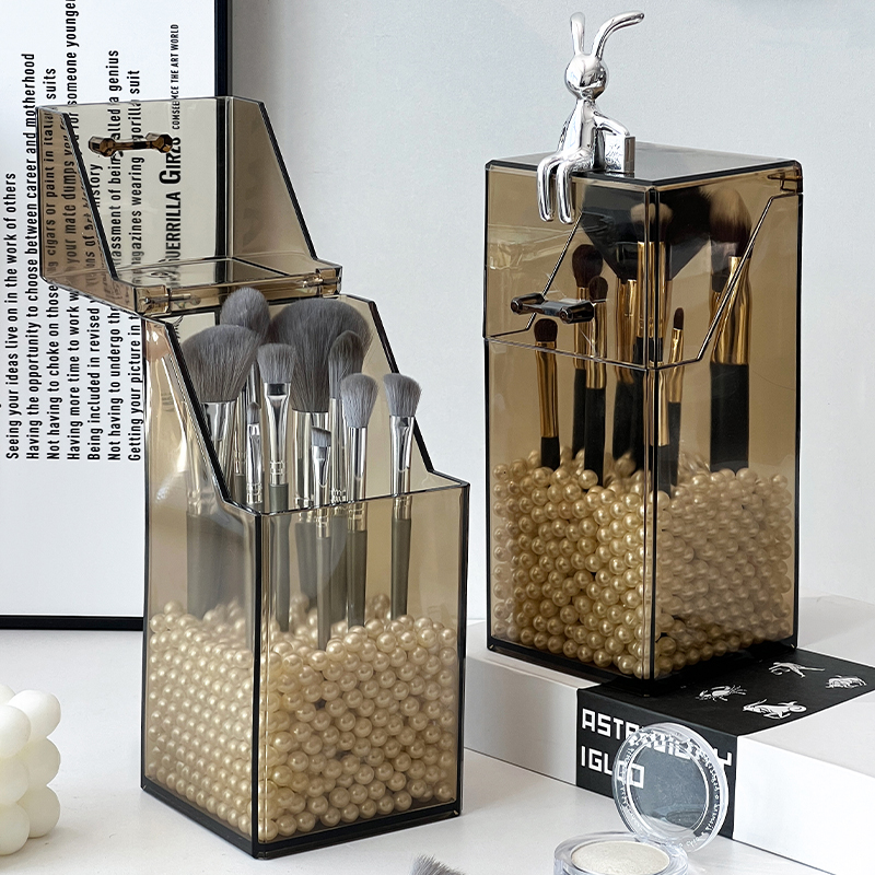 化妆刷收纳筒带盖防尘透明可视