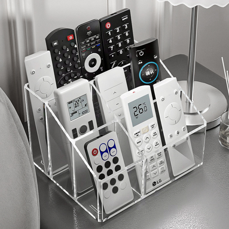 遥控器收纳盒桌面电视空调床头柜手机置物架亚克力透明杂物整理盒