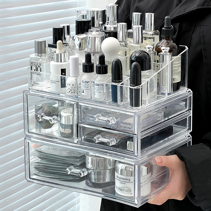化妆品收纳盒分类防尘抽屉可叠加