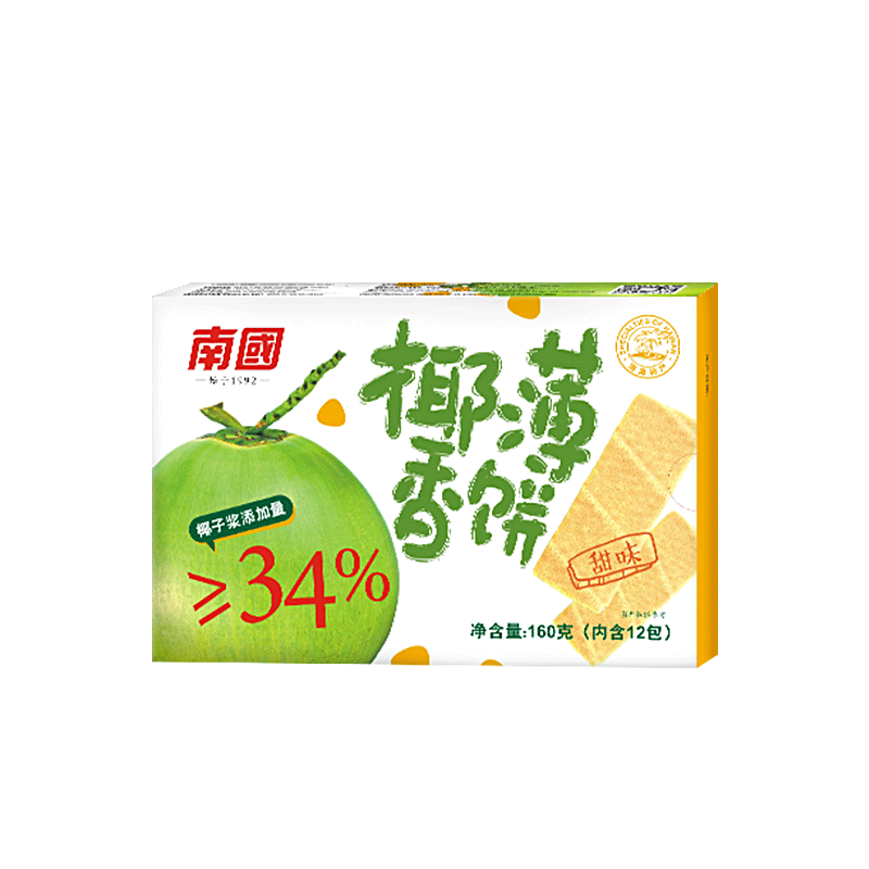 南国椰香薄饼甜味160克条形小吃