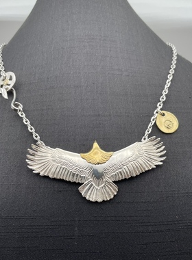 思涵银工坊高桥风格925纯银木村拓哉同款大鹰细角链男女同款项链