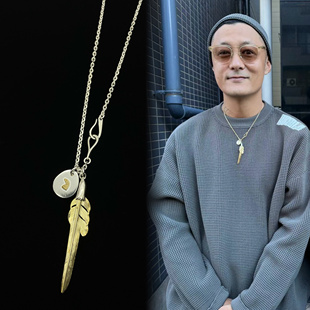 思涵银工坊Larry Smith余文乐同款项链925纯银鹰头饼风切羽鱼钩链