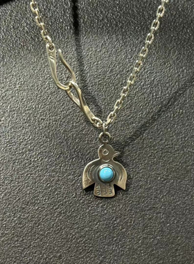 思涵银工坊Larry Smith925纯银松石小雷鸟纳瓦霍风格男女同款项链