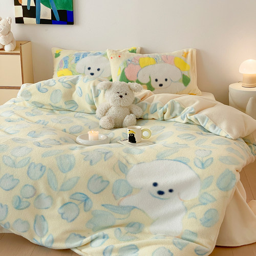 富山商店 x 寺冈奈津美 软绵绵秋冬加厚仿羊毛绒床上四件套