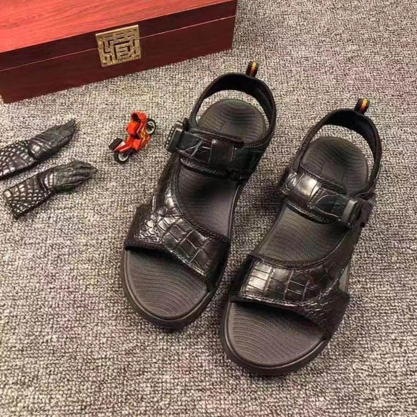 普洛克正品 鳄鱼肚皮沙滩鞋时尚潮流真鳄腹皮凉鞋夏季潮男休闲鞋,流行男鞋,马丁靴,淘宝优惠券,粉丝福利购,淘宝优惠卷