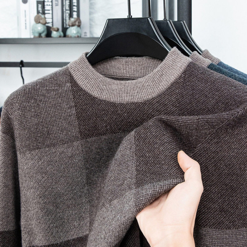 普洛克正品 商务新款男加绒加厚长袖纯色恤红色喜宴本命年穿恤衫