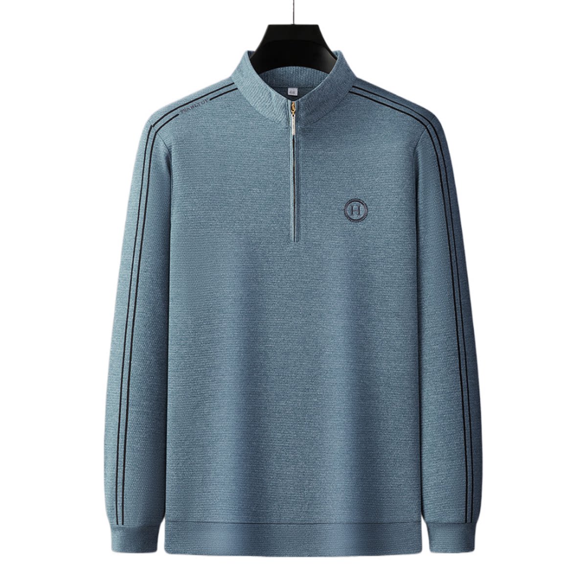 普洛克正品清仓现货 棉天丝男长袖T恤立领拉链针织衫贴穿透气体恤