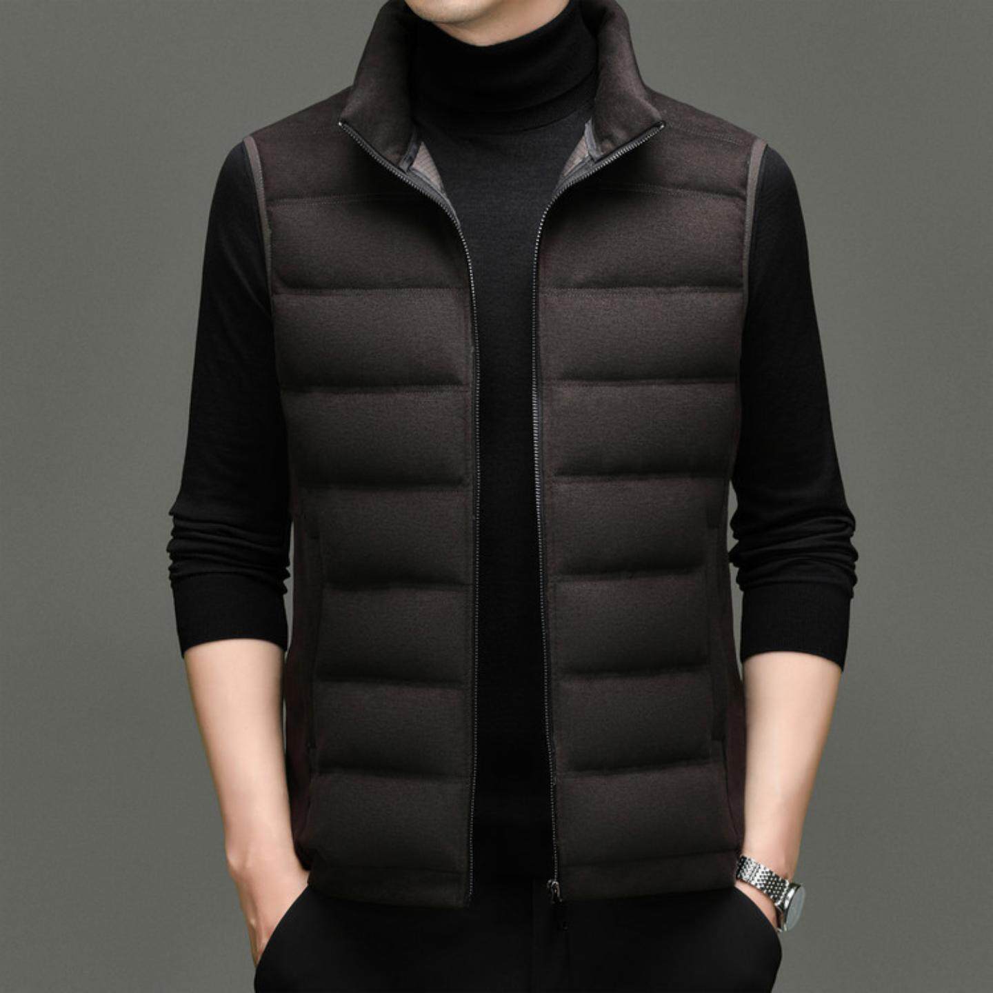 普洛克正品 羽绒服马甲冬羽绒马甲背心含毛无袖夹克男装商务外套S