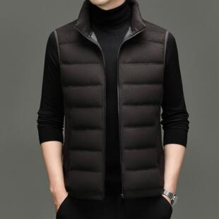 普洛克正品 羽绒服马甲冬羽绒马甲背心含毛无袖夹克男装商务外套S