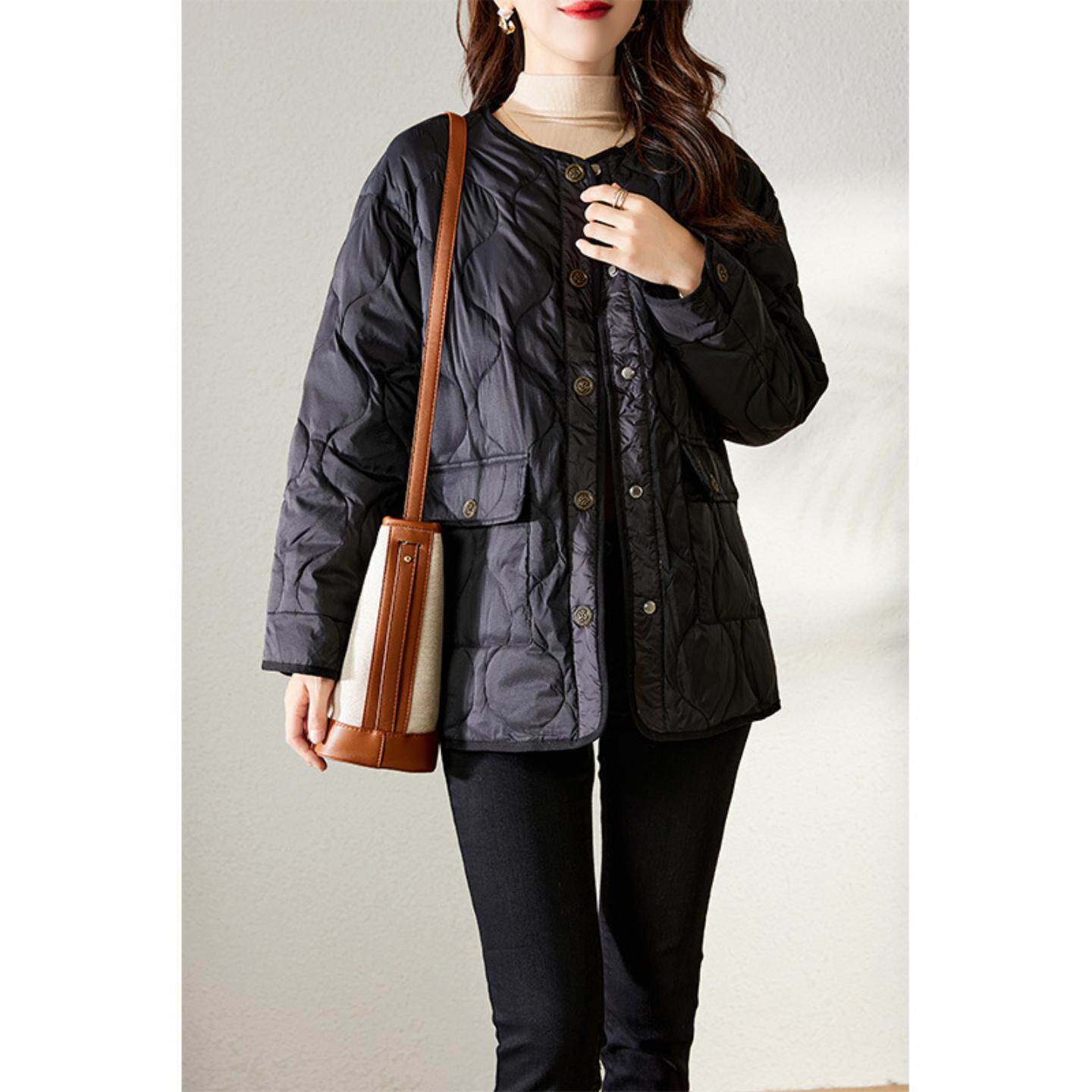 普洛克正品 秋冬羽绒服90白鸭绒轻薄黑色女款秋新款短款高端外套