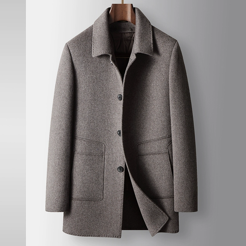 普洛克正品 羊毛90白鹅绒脱卸内胆男大衣中长款休闲商务风衣外套