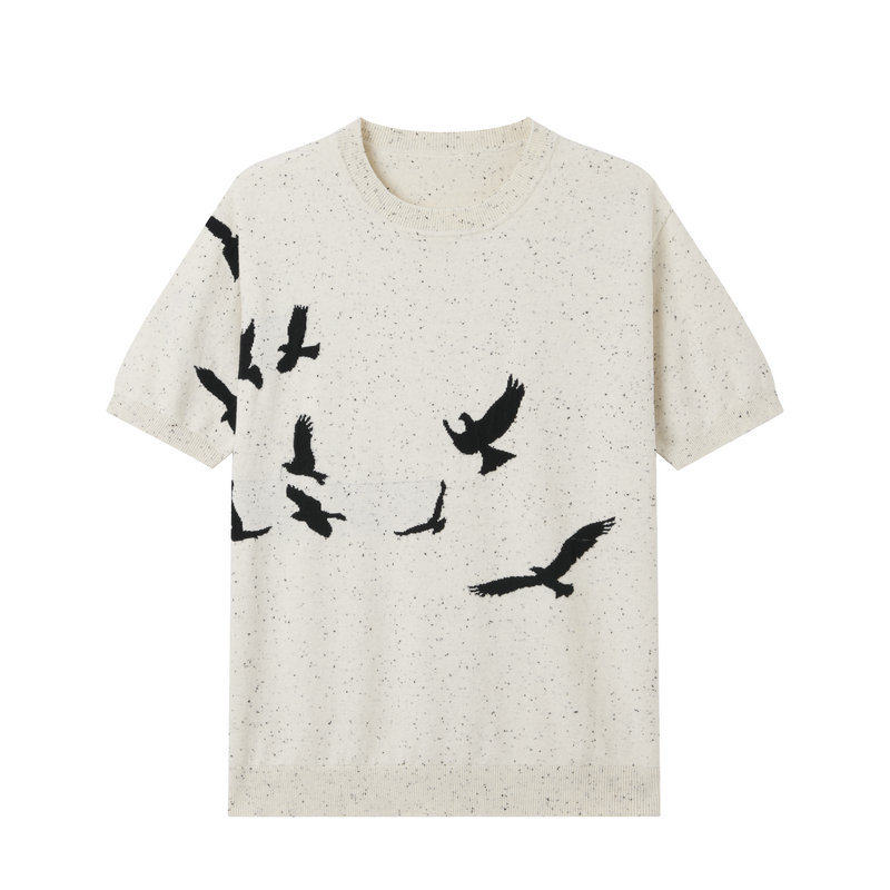 普洛克正品男装 提花针织衫短袖高级时尚休闲圆领t恤精梳棉打底衫