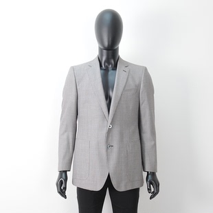 普洛克正品 清仓纳巴罗羊毛桑蚕丝贝壳扣男西服西装两粒扣户外套