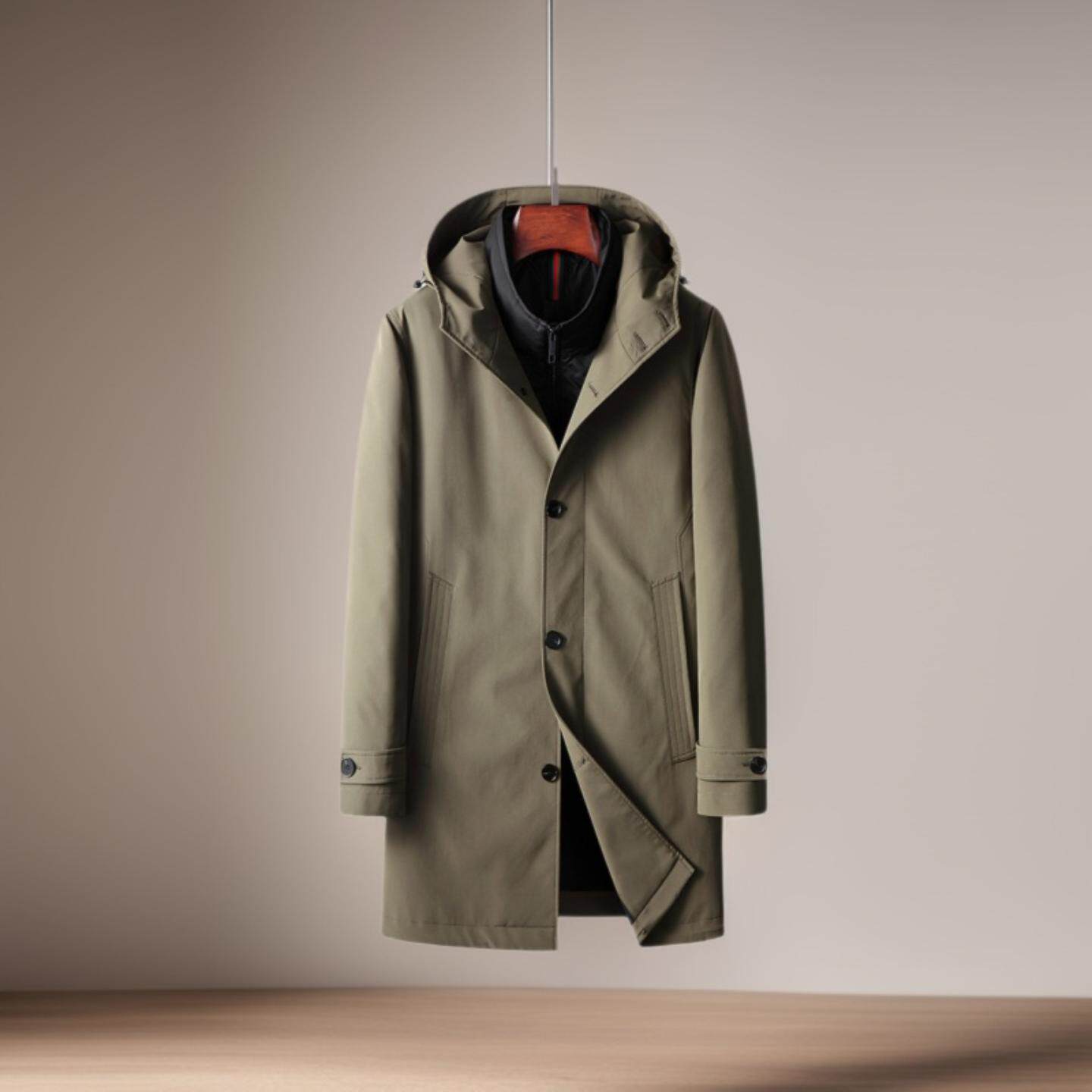 普洛克正品 中长款脱卸羽绒服二件套中青年轻奢商务连帽保暖外套