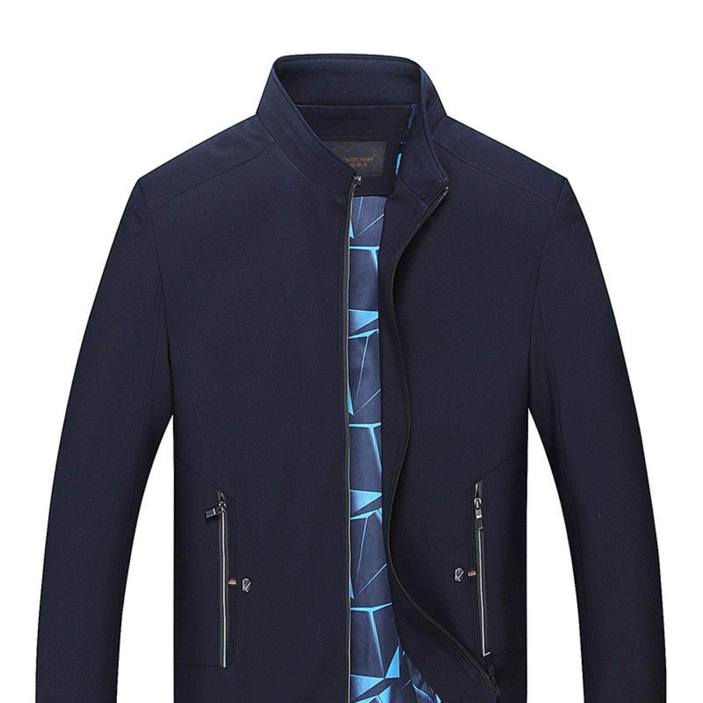 普洛克正品 春秋新男商务冲锋衣外套加肥加大码运动休闲立领连帽