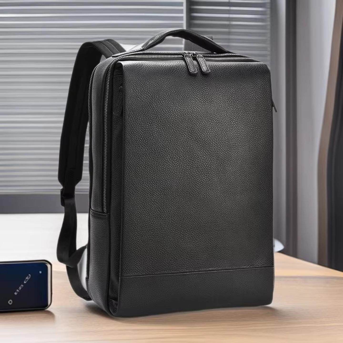 普洛克正品男包 头层牛皮大容量旅行背包商务电脑包真皮双肩亲子