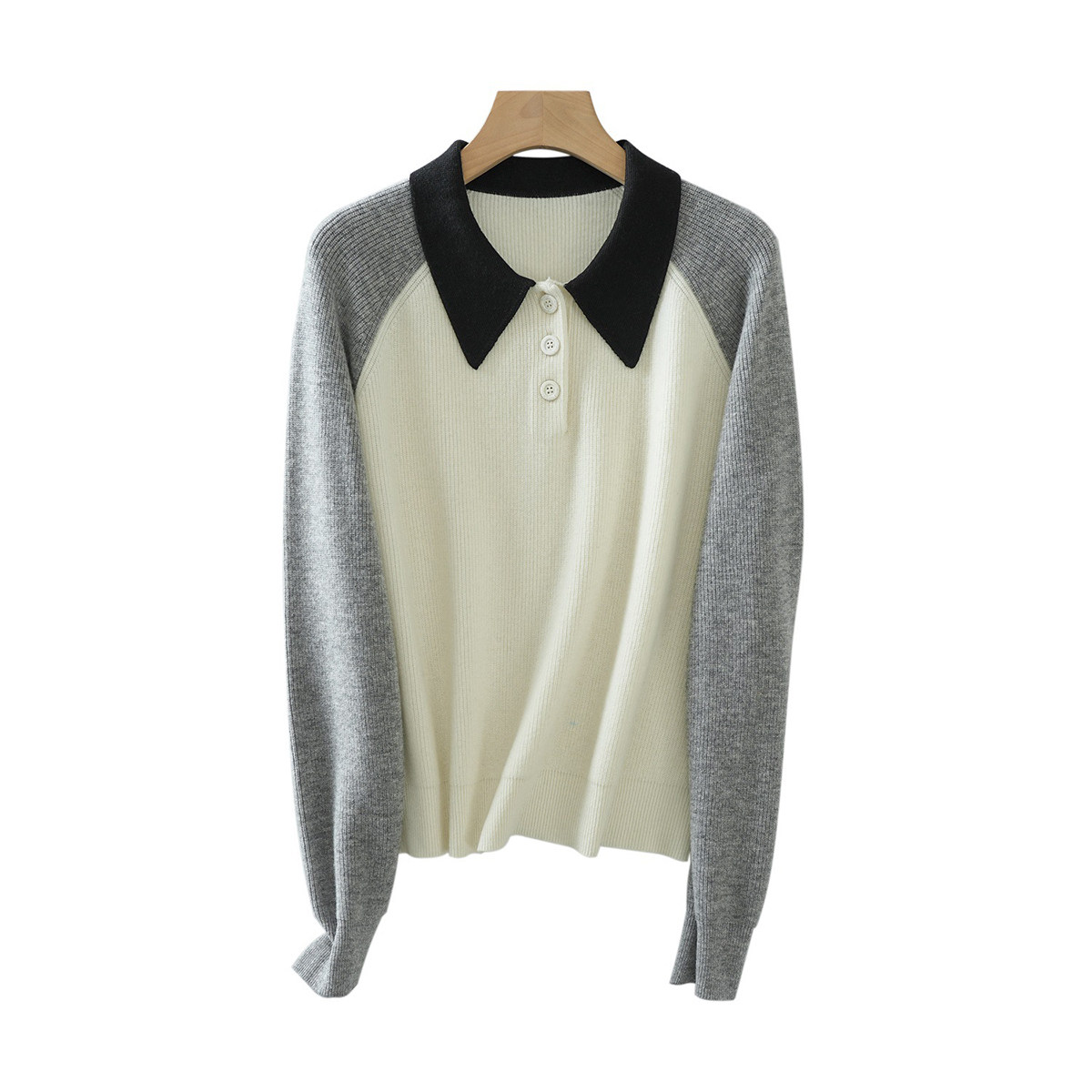 普洛克正品秋冬季新款羊毛衫女羊毛翻领上衣polo领运动休闲毛衣