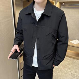 普洛克正品男装 商务休闲春秋新款翻领工装夹克时尚休闲外套上衣