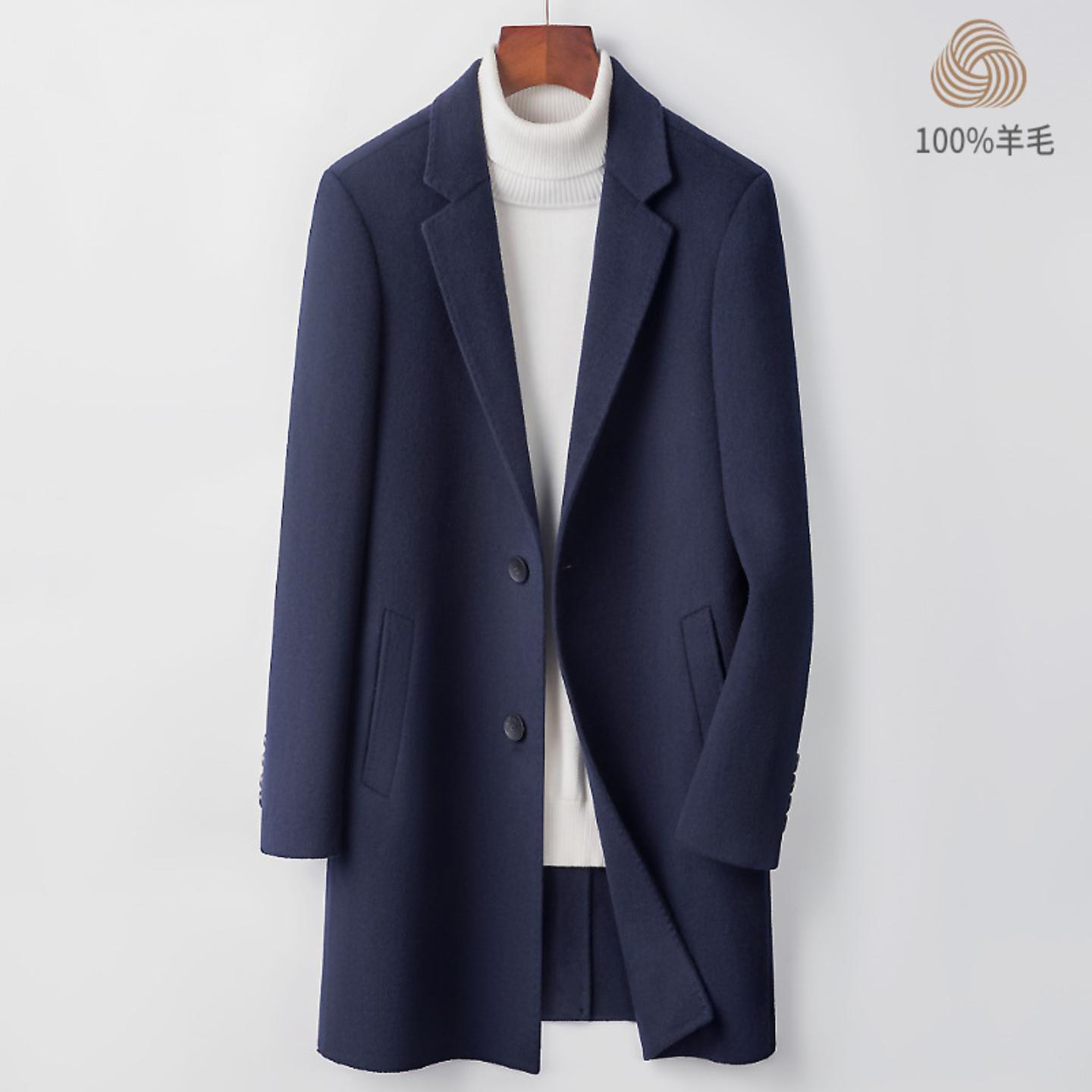 普洛克正品 9923羊毛短款86-90M双面呢大衣中长款商务外套