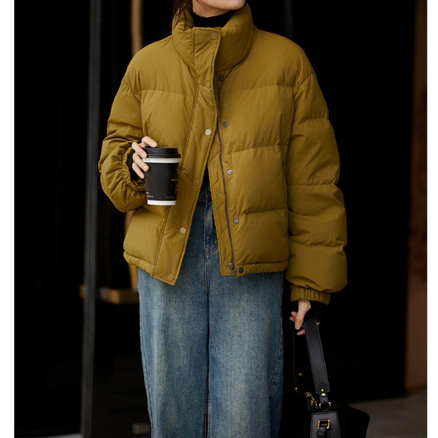 普洛克正品 95白鹅绒面包服立领鹅绒服羽绒服女款短款加厚女装冬