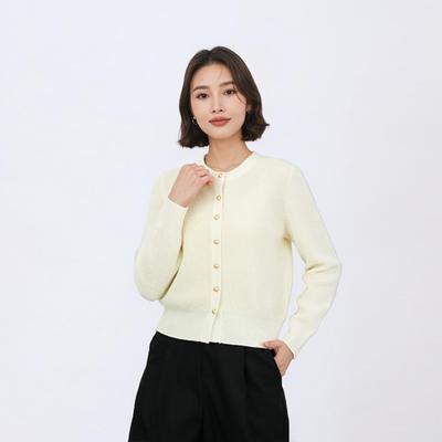 普洛克正品 白色毛衣100羊毛针织衫开衫女秋气质小众毛衣外套上衣