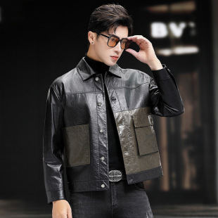 帅气皮夹克外套潮 高端真皮衣绵羊皮毛呢大衣新款 普洛克正品 男装