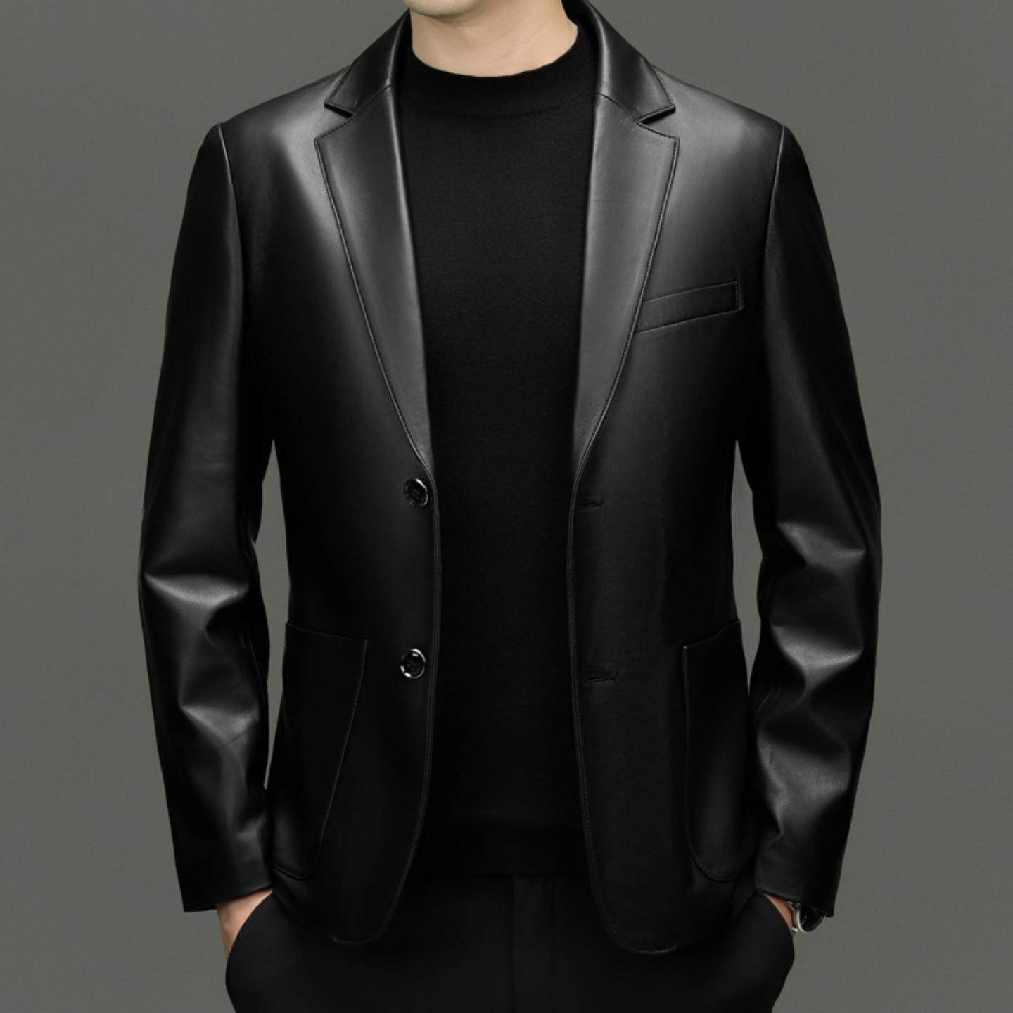 普洛克正品 货主推款新款真皮皮衣男绵羊皮外套西服夹克韩版修身