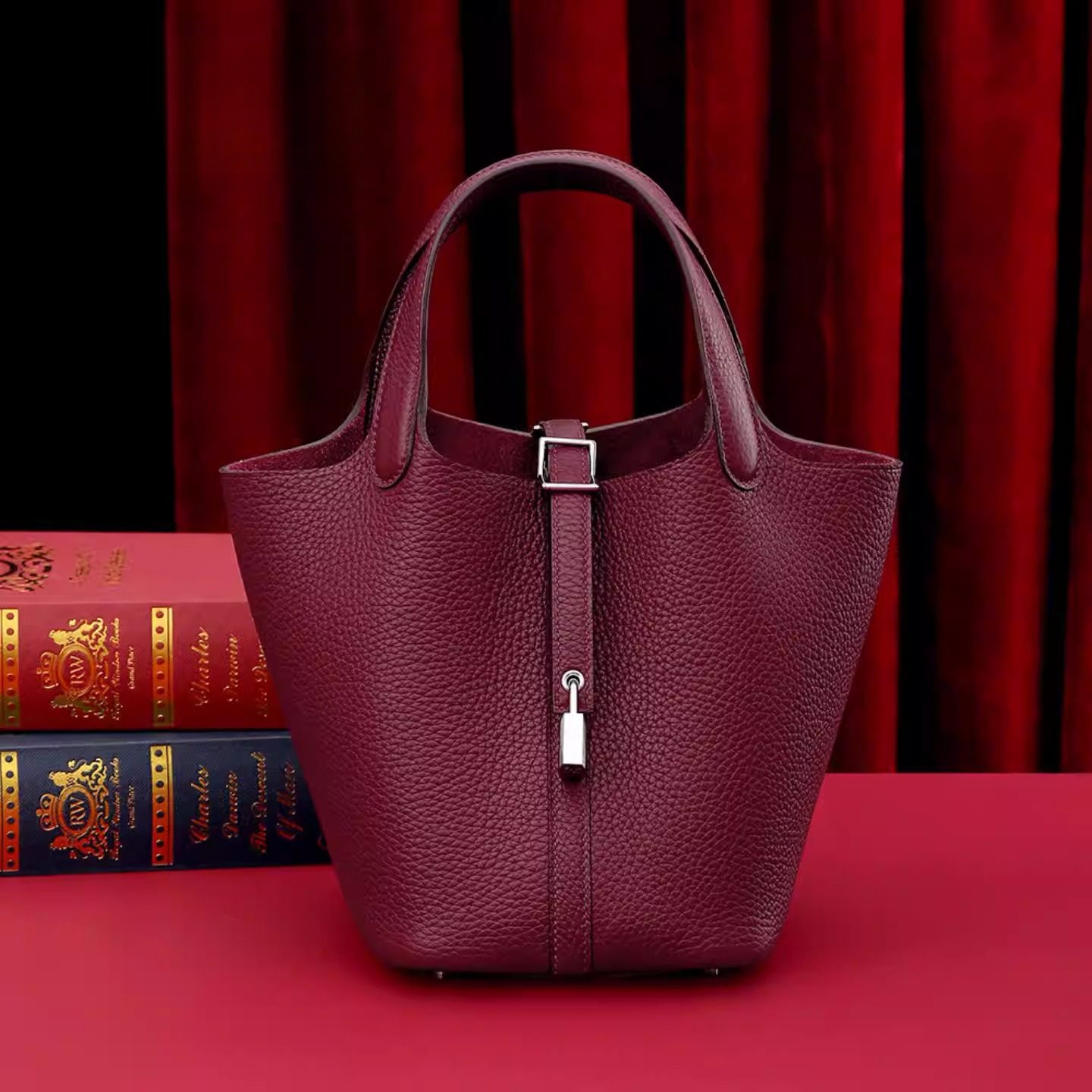 普洛克正品 真皮菜篮子包女真皮高级感头层牛皮水桶包含肩带锁头,包装,快递专用包装袋,淘宝优惠券,粉丝福利购,淘宝优惠卷