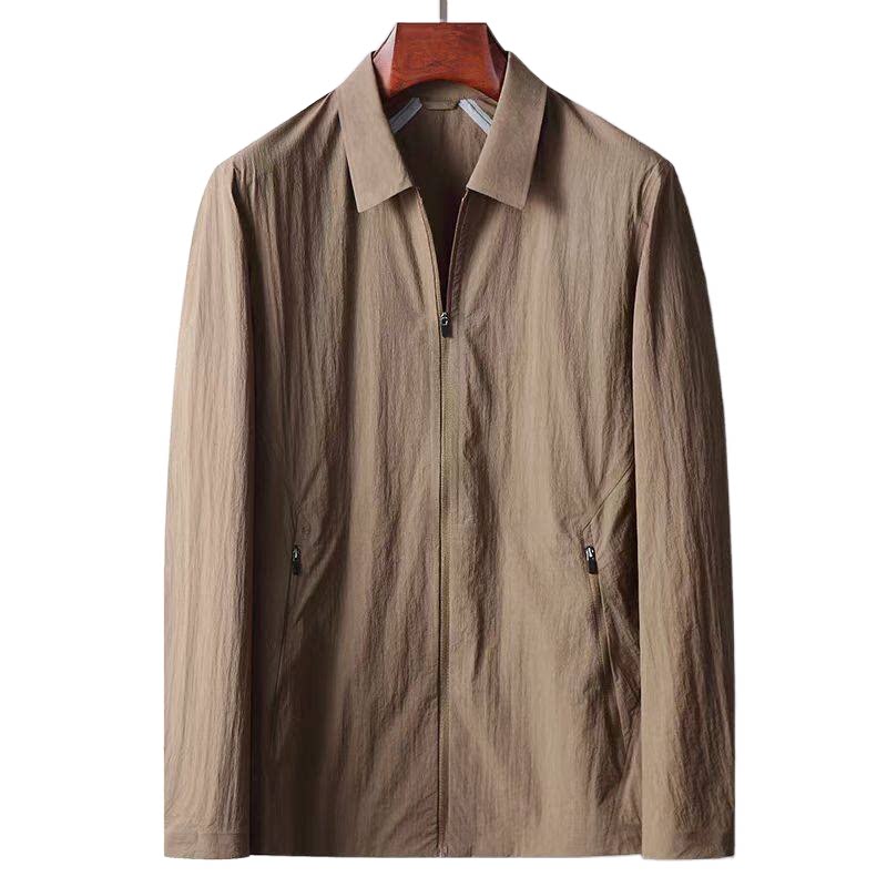 普洛克正品 男士衬衫领薄翻领夹克休闲商务外套凉感冰丝抗皱外套
