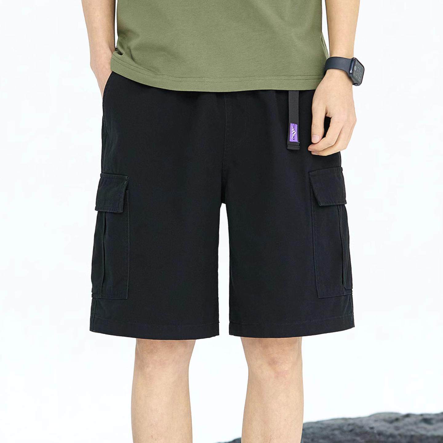 普洛克正品男裤 日系复古五分短裤宽松休闲运动中裤美式工装裤子