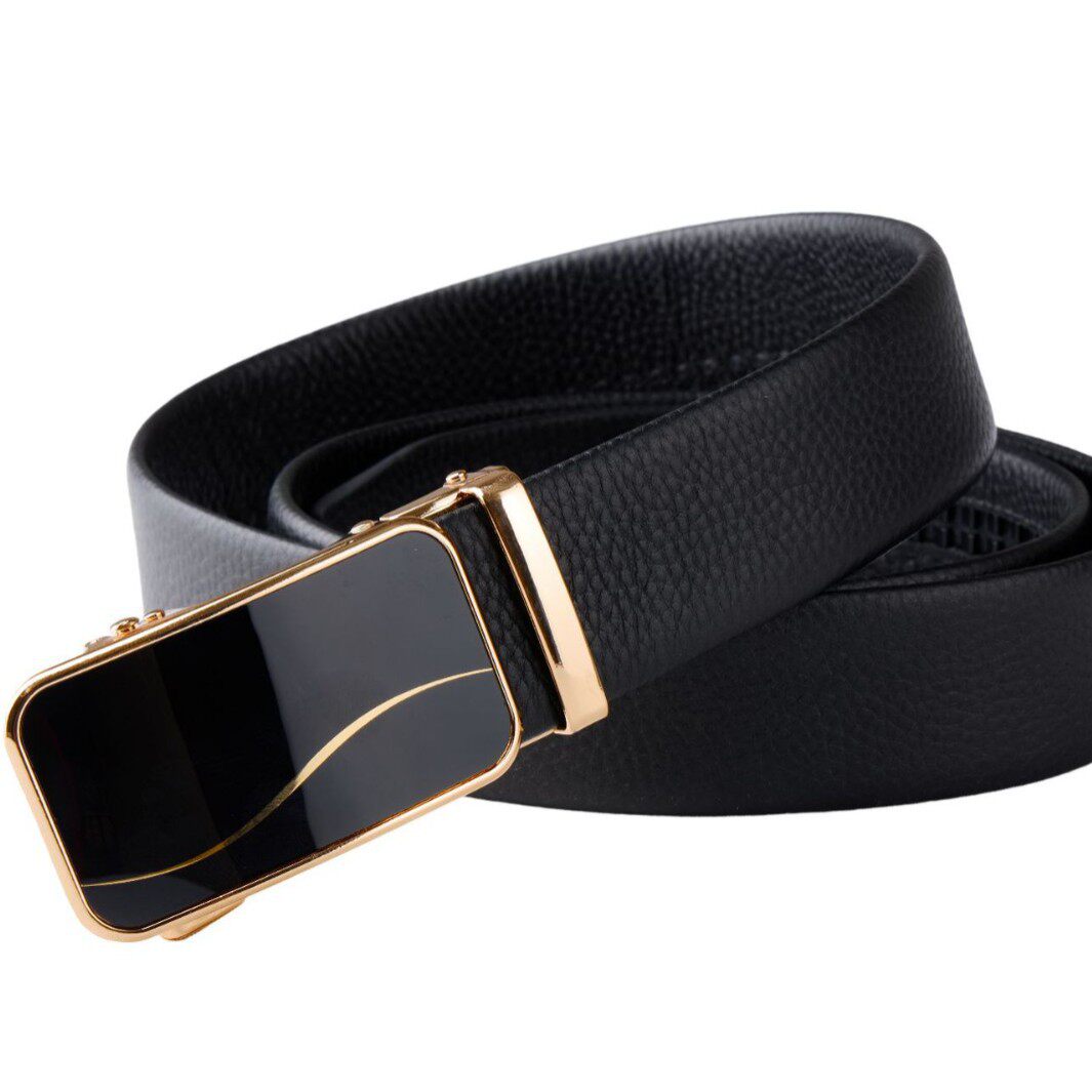 普洛克正品 头层牛皮皮带合金扣头男真皮腰带自动扣商务裤带