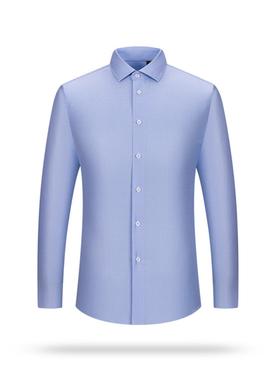 普洛克正品 棉衬衫男长袖DP4.0男装免烫商务休闲紫色提花男士衬衣