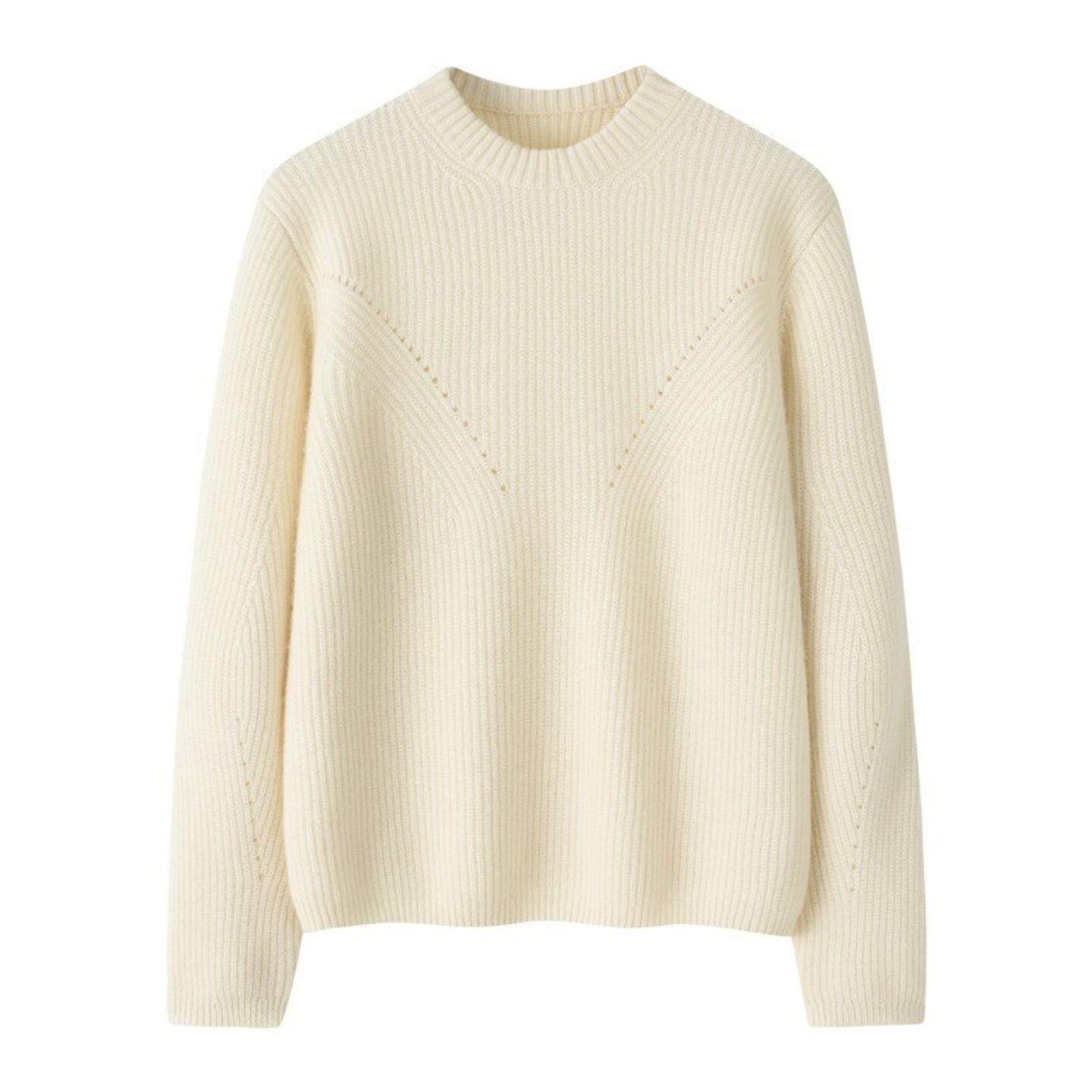 普洛克正品 羊绒衫女圆领加厚宽松外穿百搭打底针织保暖套头毛衣