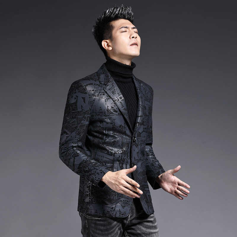 普洛克正品男装 真皮衣绵羊皮修身帅气商务休闲西服外套薄款西装