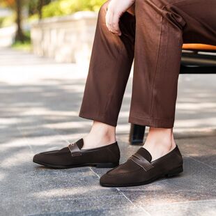 普洛克正品男鞋 新款便乐福鞋反绒软皮休闲鞋英伦单鞋子头层牛皮