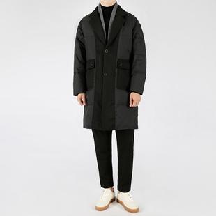 风衣冬羽绒服 领拼接白鸭绒中长款 普洛克正品 简约轻奢大衣男西装
