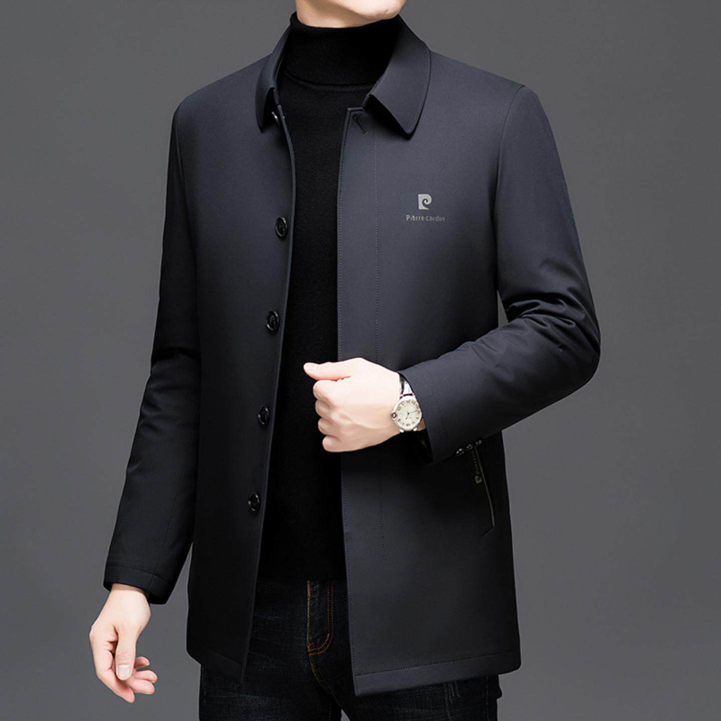 普洛克正品 商务休闲翻领加绒夹克中老年爸爸装冬棉衣外套男大码