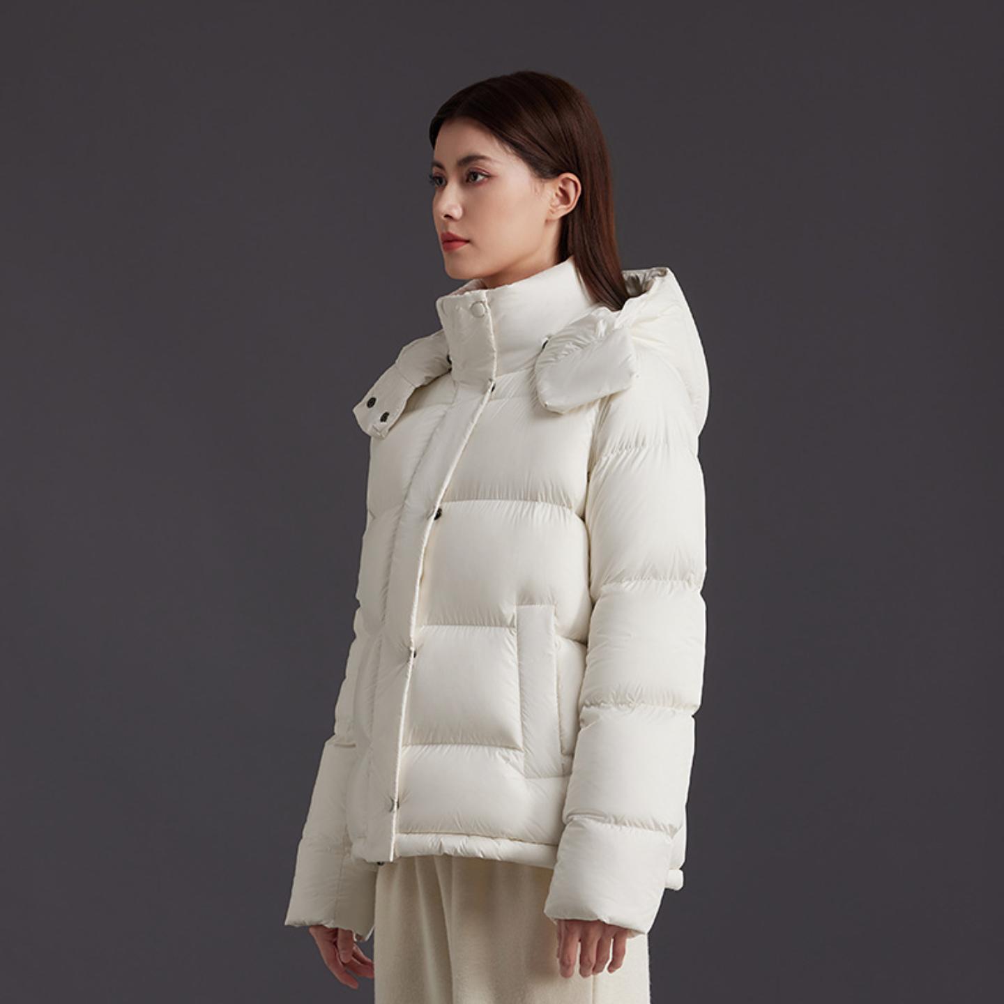 普洛克正品 冬季新款白鹅绒羽绒服短款女装加厚保暖立领宽松外套