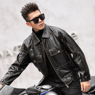 真皮衣中长款 新款 过膝连帽A级绵羊皮羽绒服外套潮 男装 普洛克正品