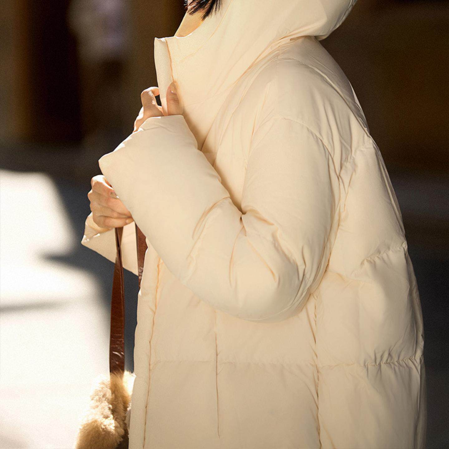 普洛克正品 羽绒服95白鹅绒中长款外套加厚女装秋冬季新款女款