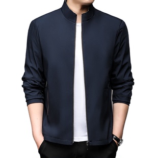 普洛克正品 立领单排扣拉链薄夹克男士中式便装抗皱商务休闲外套